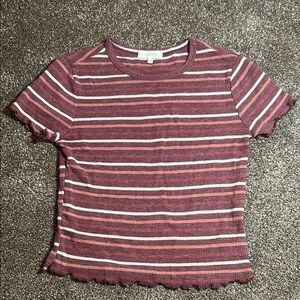 Ultra Flirt Red Striped Crop Tee
